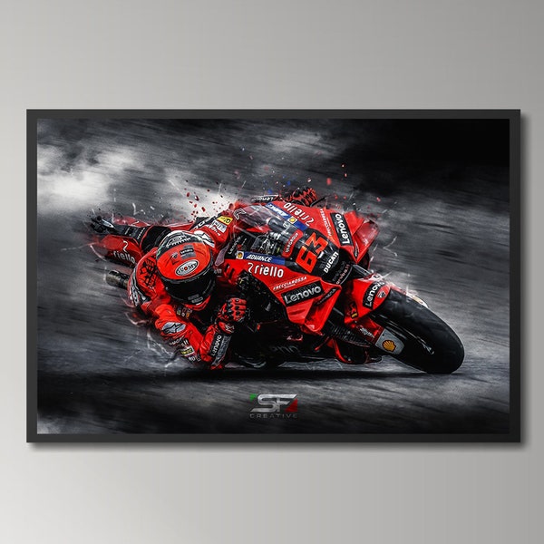 Francesco Pecco Bagnaia 63, World Champion 2022, Ducati Lenovo MotoGp Graphic, 4536x3024 pixel >4K - INSTANT DOWNLOAD