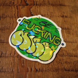 Be Nice Cracked Ice Holographic Graffiti Sticker (8x6.8cm)