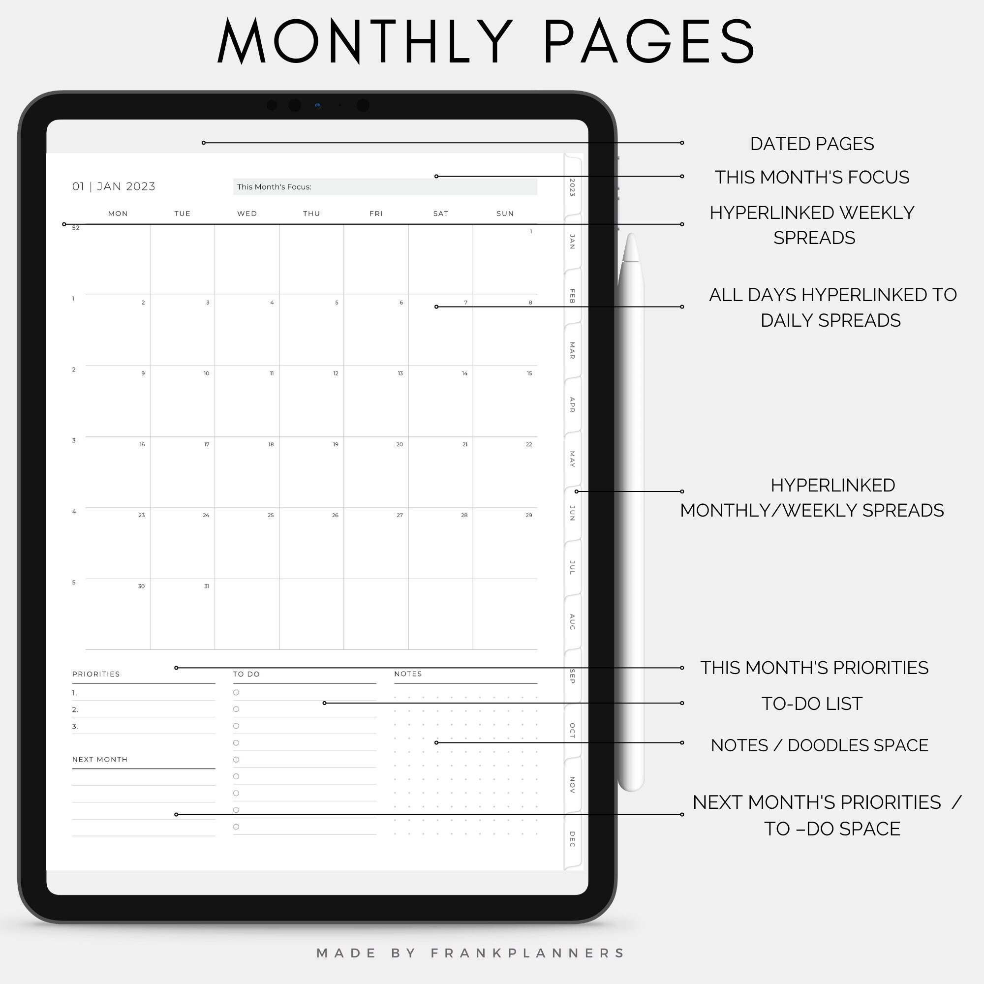 2023 Digital Planner . Planners Digital Digital Planner Monthly Digital