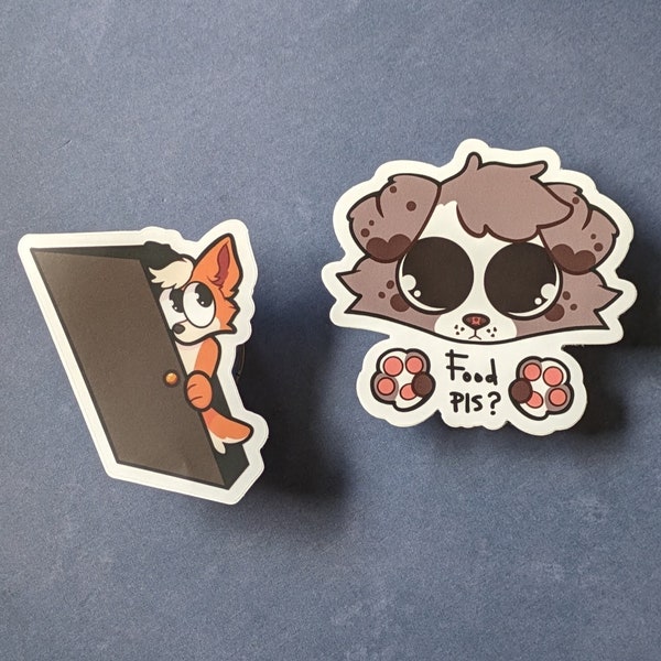Furry Stickers| "Food Pls"& Furry in Closet| Matte Finish And Clear Vinyl| Weather Resistant