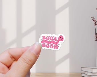 Bookworm Sticker, Waterproof Vinyl Decal