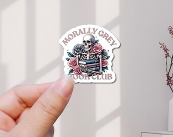 Pegatina del Club del Libro Moralmente Gris: Vinilo romántico literario