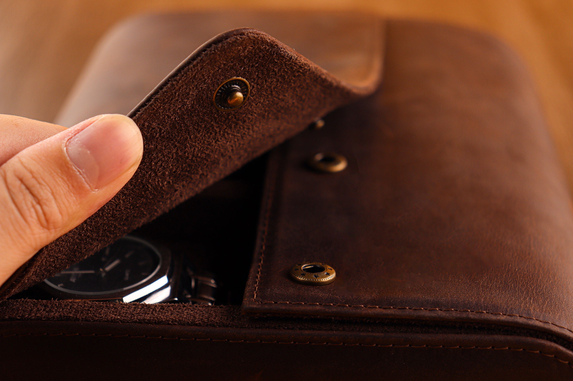 Genuine Leather Watch Case for 6 Slotspersonalized Leather Watch Case