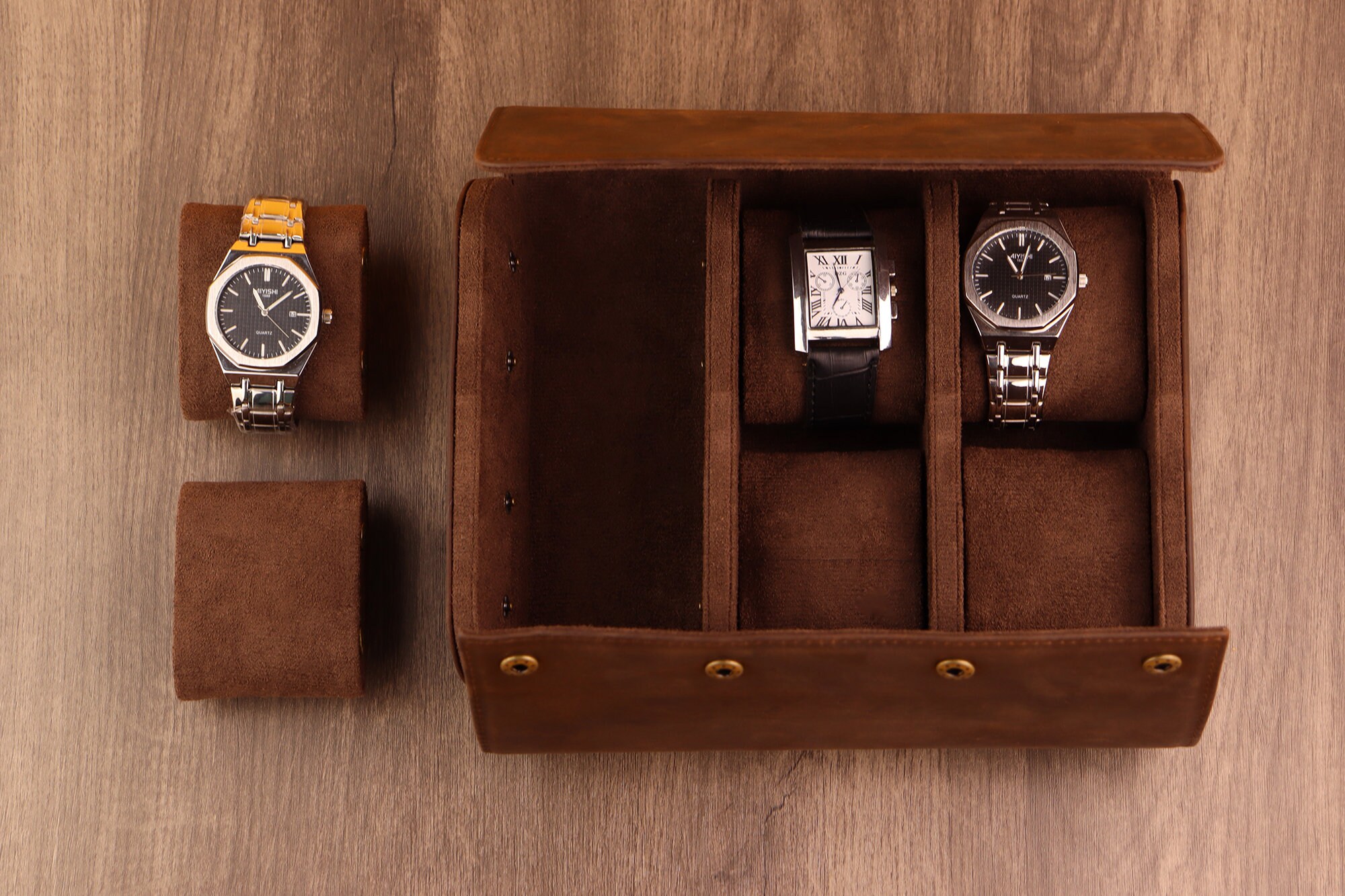 Genuine Leather Watch Case for 6 Slotspersonalized Leather Watch Case