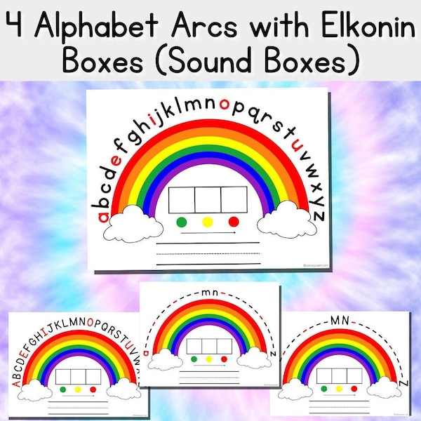 4 Alphabet Arcs with Elkonin Boxes, Capital & Lowercase, and Anchor Letters