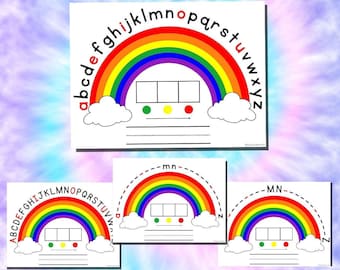 4 Alphabet Arcs with Elkonin Boxes, Capital & Lowercase, and Anchor Letters