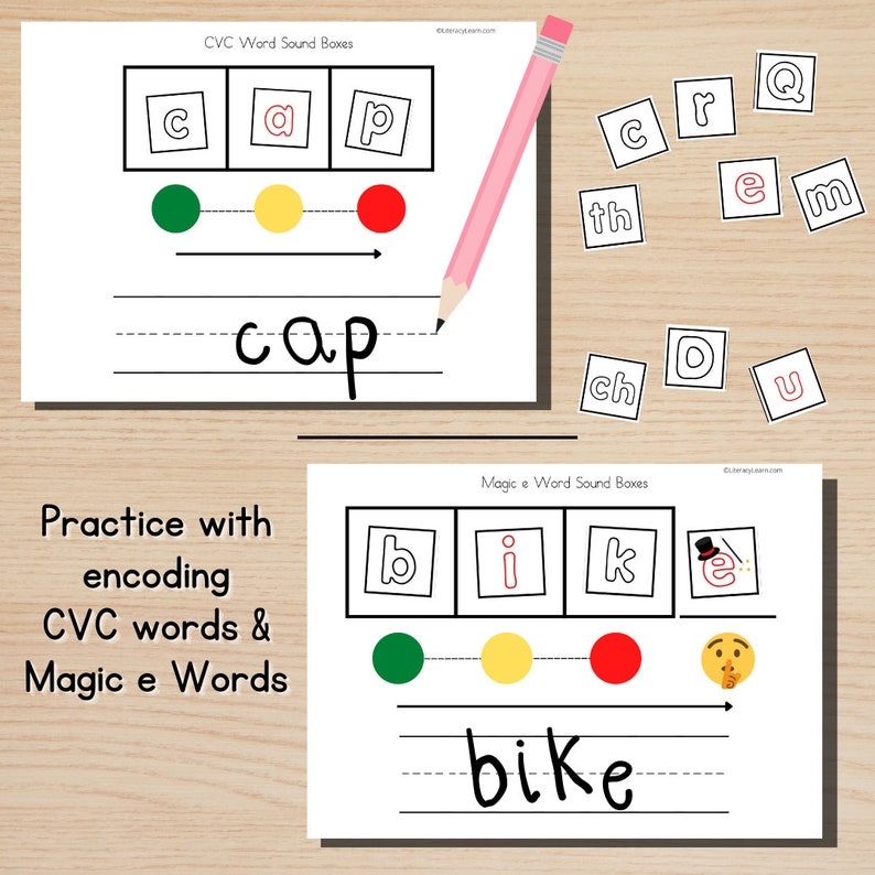 4 Sound Boxes elkonin W/ Printable Letters Multisensory Orthographic