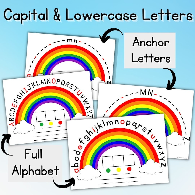 4 Alphabet Arcs With Elkonin Boxes, Capital & Lowercase, and Anchor