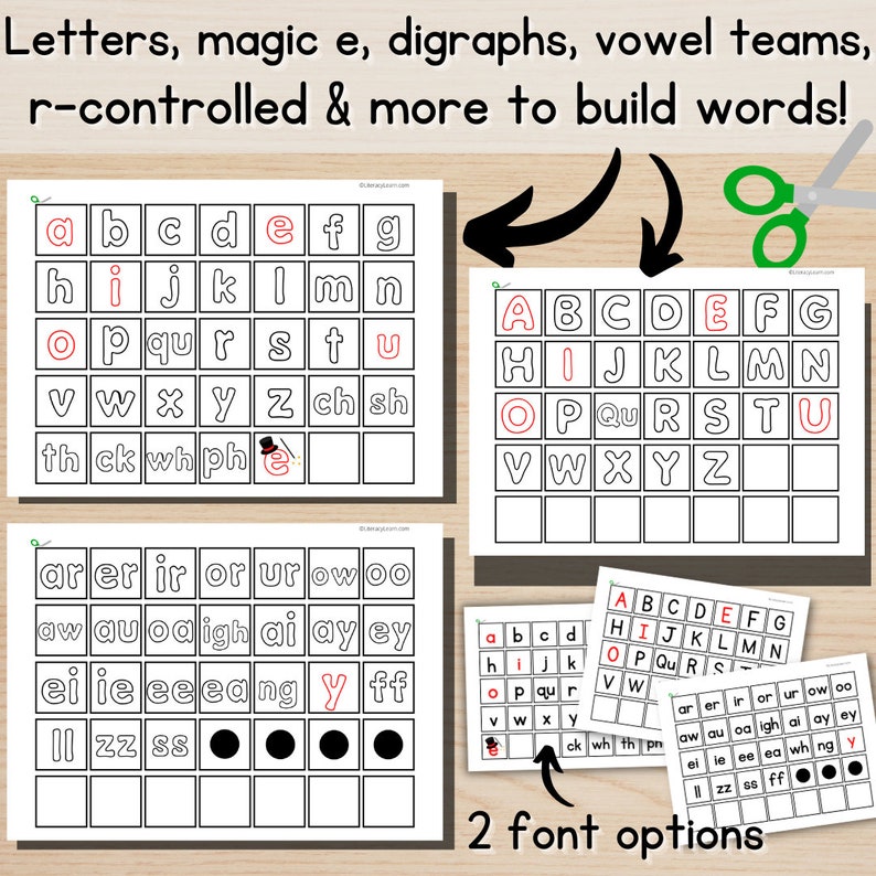 4 Sound Boxes elkonin W/ Printable Letters Multisensory Orthographic