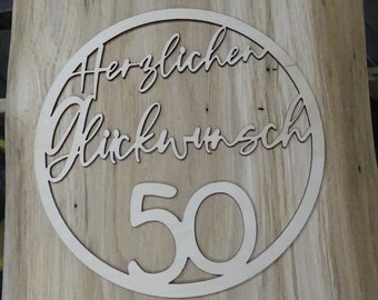 HoLziKAT - Birthday present Present "Congratulations" with year, made of wood