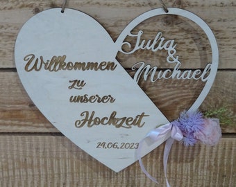 Wedding sign, "Welcome to our wedding", engraved names and date, wedding decoration, desired name, wedding, HoLziKAT