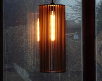 HoLziKAT Hängelampe ZUSAMMENGEBAUT Lampenschirm Holzlampe OHNE Fassung und Leuchtmittel  handmade handcrafted handgefertigt