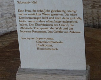 HoLziKAT - Postkarte, Grußkarte aus Holz mit Aufsteller aus Eiche