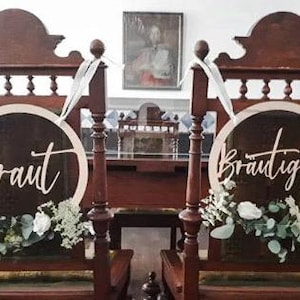 Wedding signs, chair signs, chair sign, wedding decoration, desired names, hand-polished, set (2 pieces), bride, groom, HoLziKAT