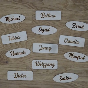 Namensschild Platznamen 8x3cm Tischnamen Tellernamen  Hochzeit Hochzeitsdekoration personalisiert robust stabil haltbar Kindergeburtstag