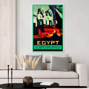 Vintage Egypt travel poster, Abu Siebel Temple, Egyptian poster