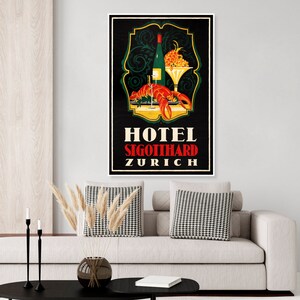 Vintage Hotel St Gotthard Zurich Austria Poster, lobest, fine dinning, wine, menu