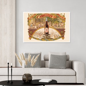 Vintage Brewery poster St Louis Missouri, Beer poster, Lager Beer, alcohol  poster, bar cart art, E Anheuser