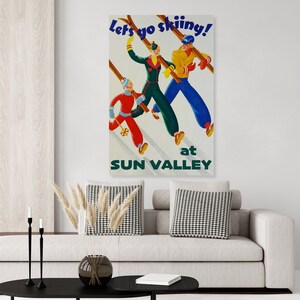 Vintage inspired Sun Valley Idaho vintage ski poster, skiing decor, ski art print
