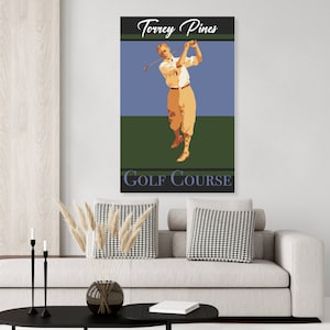 Vintage inspired Golf Poster of the Torrey Pines golf course California, golfing, art, sport print, golf decor