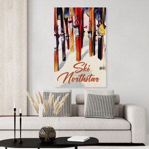 Vintage inspired Northstar Lake Tahoe California vintage ski poster, skiing decor, ski art print