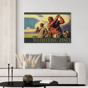 Vintage inspired Golf Poster of Whispering Pines golf course in Texas, golfing, art, sport print, golf decor