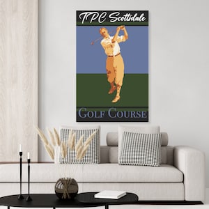 Vintage inspired Golf Poster of the TPC Scottsdale golf course in Arizona, golfing, art, sport print, golf decor