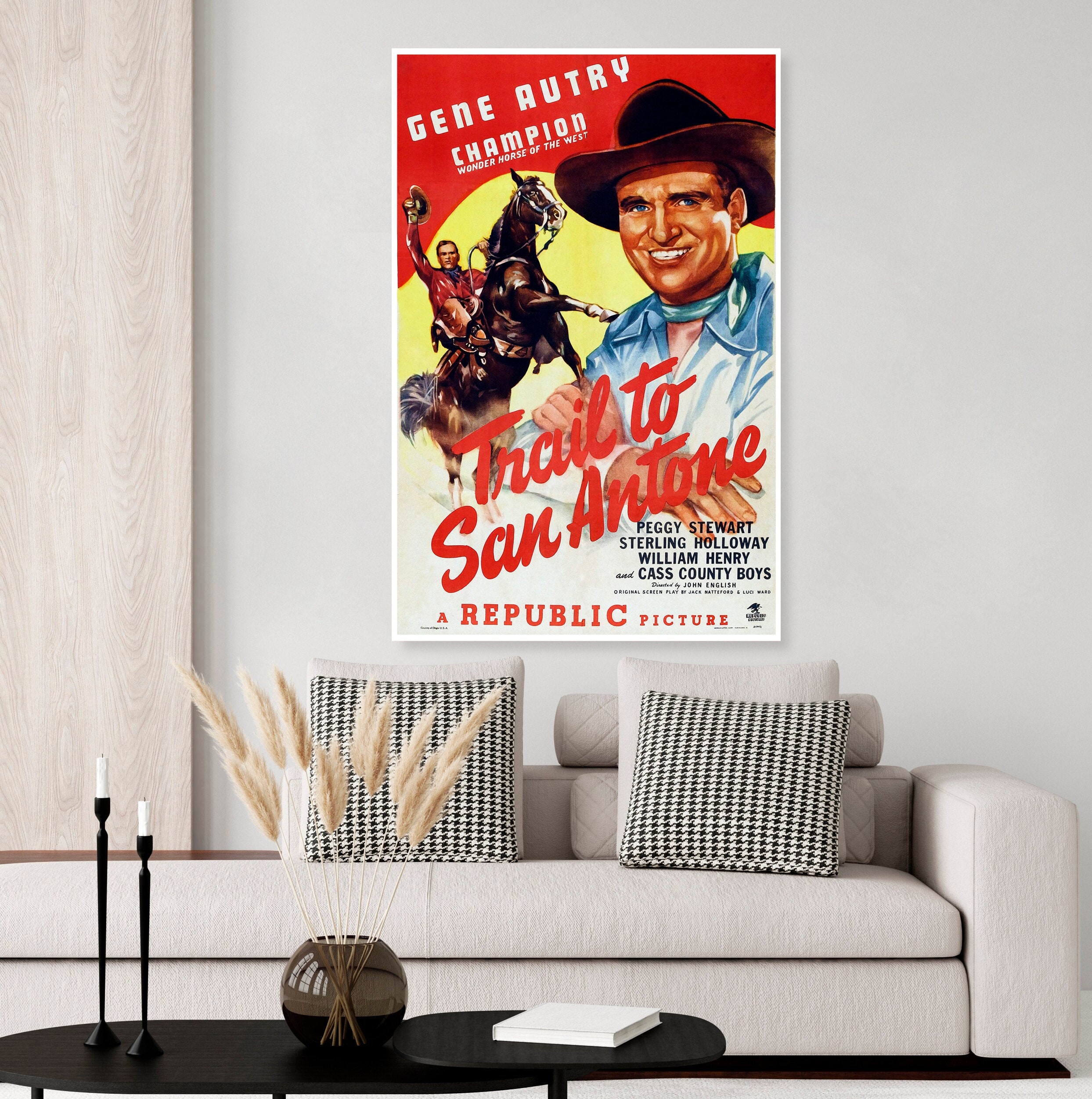 Gene Autry Leather Vintage Poster Pillow