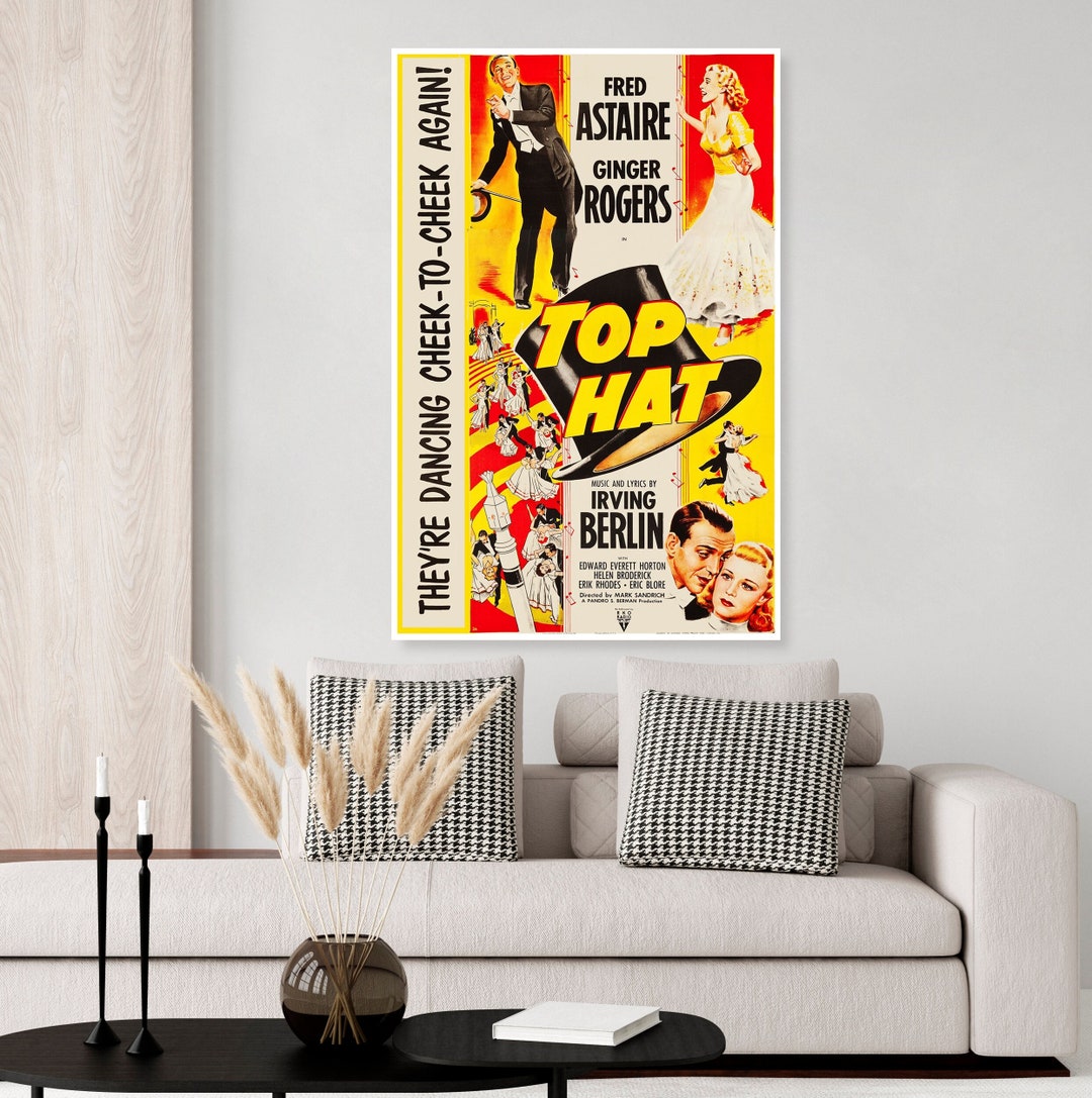 Vintage Top Hat Movie Poster, Classic Hollywood Movie, Movie Poster