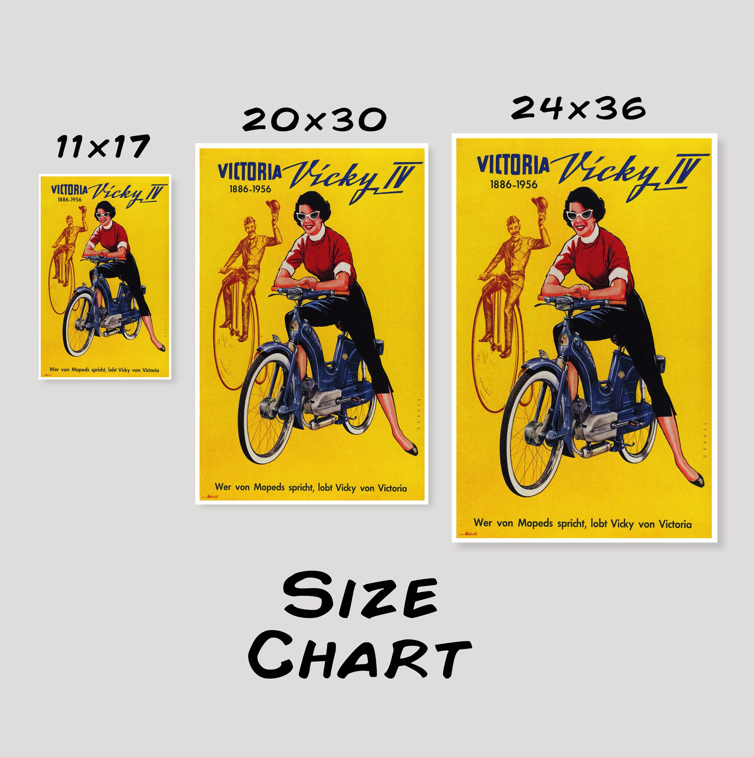 Vintage Moped Scooter Poster, 1950's, Woman, Victoria, Vicky - Etsy