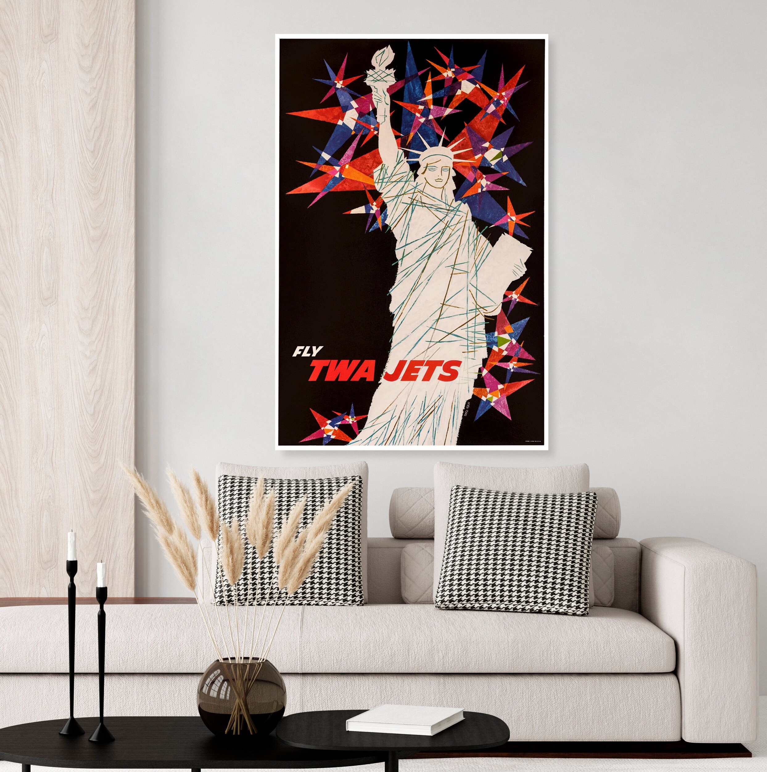 無料配達 Square Times York New - Art Vintagraph – TWA Fly