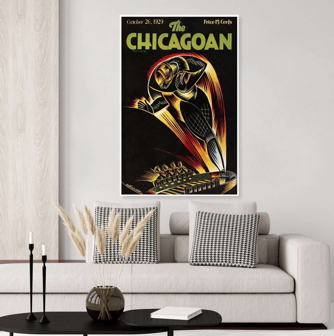 Vintage Chicago Travel Poster, the Chicagoan, Football, Soldier Field ...
