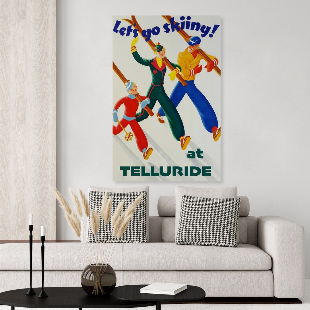 Vintage Inspired Telluride Colorado Vintage Ski Poster, Skiing Decor ...