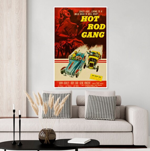 Vintage Hot Rod Gang Movie Poster, Classic Hollywood Movie