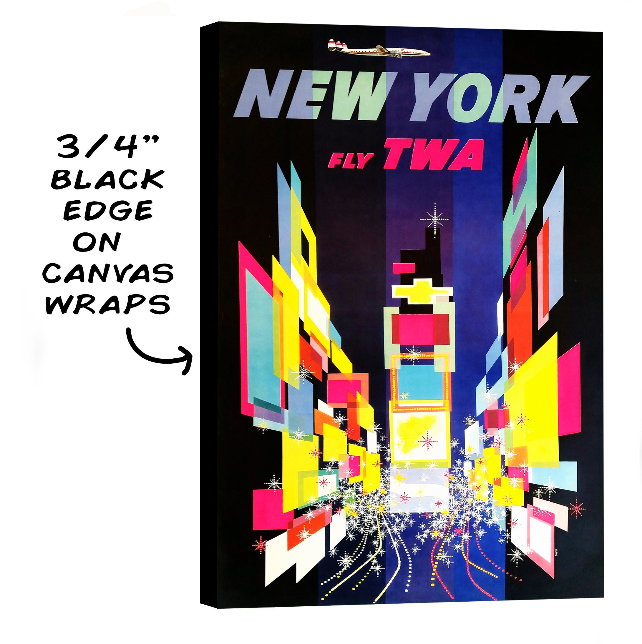 FLY TWA NEW YORK 壁掛けアート New York Times Square - Fly TWA – Vintagraph Art