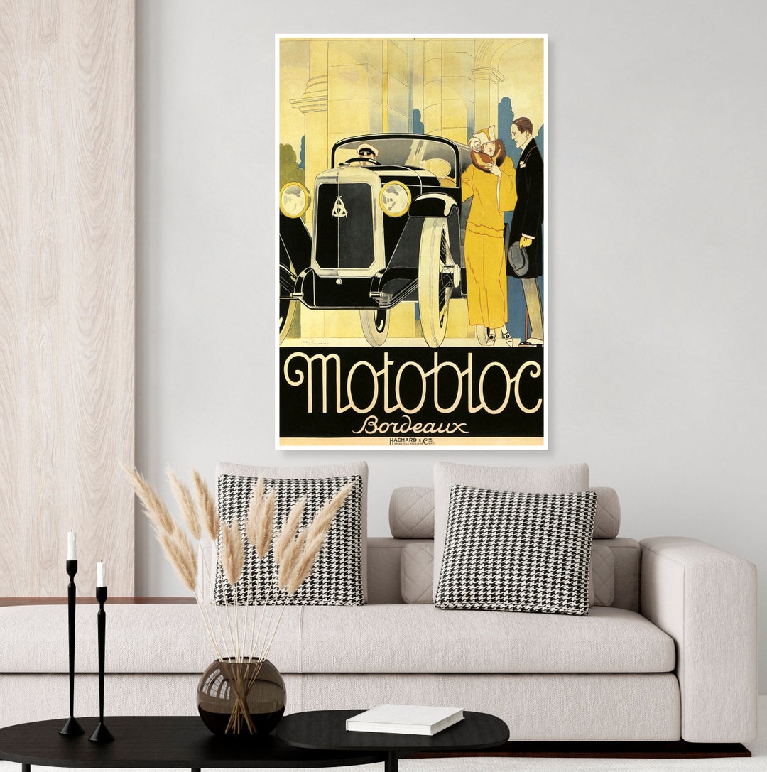 Vintage French Art Deco Car Poster, Flapper, 1920's. Automotive Poster Etsy
