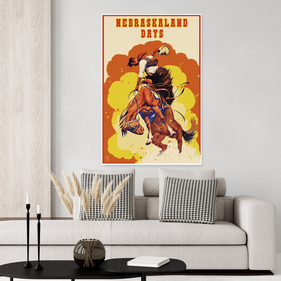 Nebraskaland Days Rodeo Vintage Poster, Western, Trick Riding, Horses