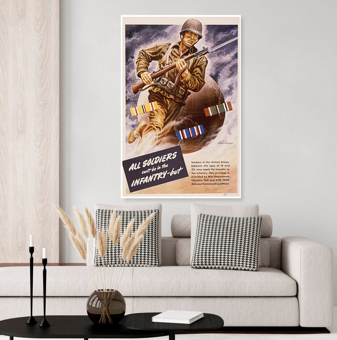 thumbnail interactive-video image 1 of 1940 U.S. Army Vintage Style WW2 Recruiting Poster - 18x24 Reprint 1 of 2