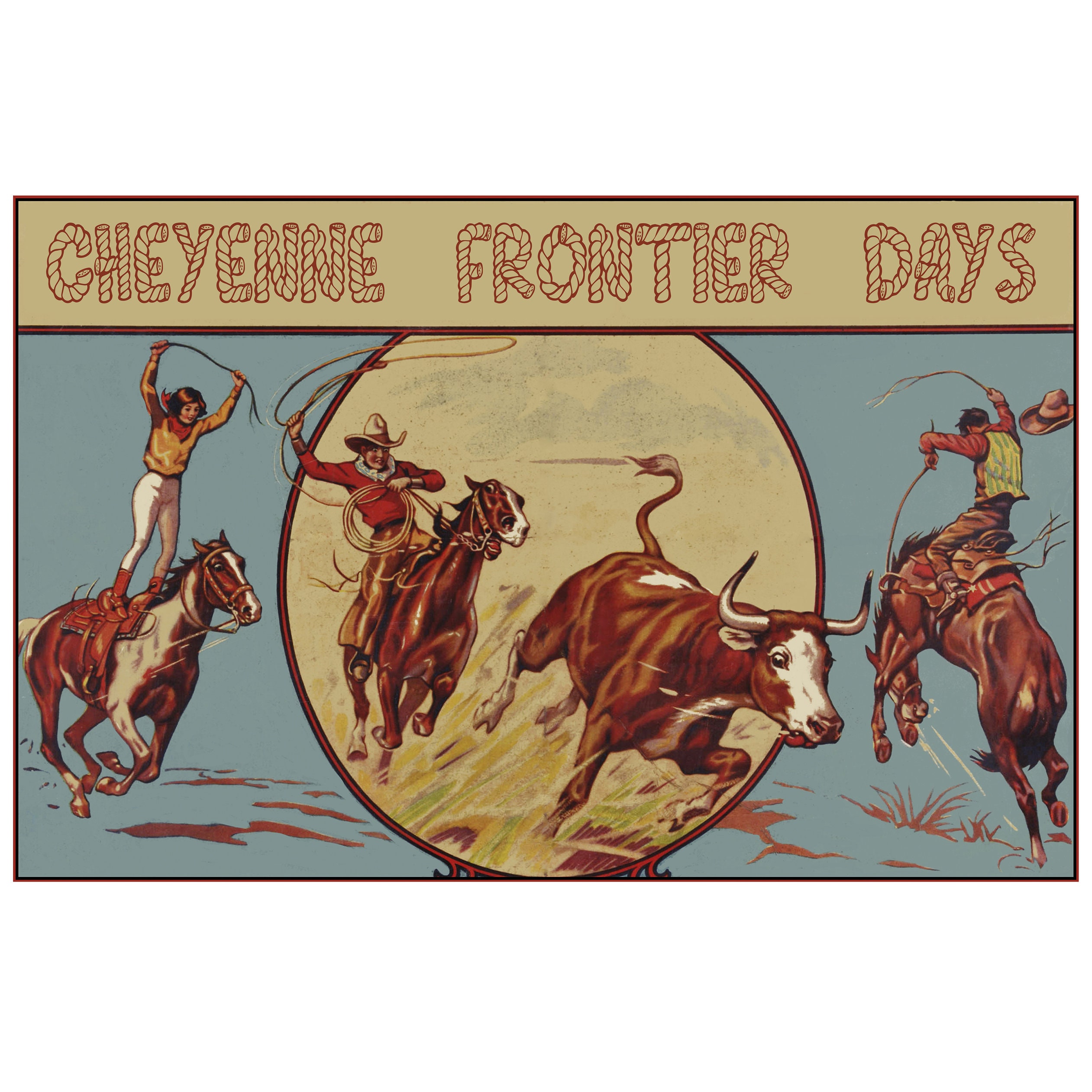 Cheyenne Frontier Days Rodeo Vintage Poster, Western, Trick Riding ...
