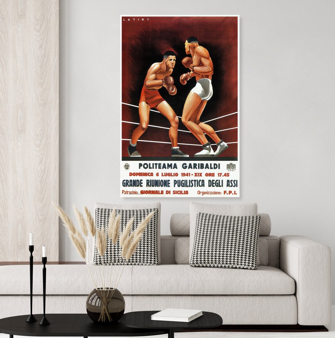 Vintage Italian Boxing Poster, Boxers, Boxing Ring, Italy Poster, Italian Poster, Sport Etsy