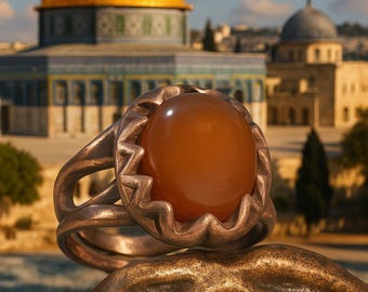 Agate Orange Aqeeq Natural Rare Natural Yemeni Orange Aqeeq Ring