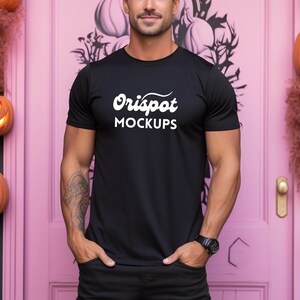 Halloween Shirt Mockup: Bella Canvas 3001 Black Tshirt (Digital File)
