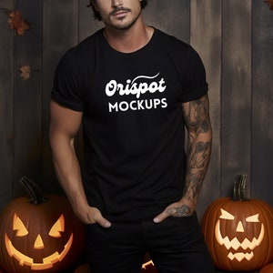 Halloween Black T-Shirt Mockup: Bella Canvas 3001 (Digital Download)
