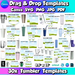 Skinny Tumbler Template 20 Oz Canva Drag and Drop 20OZ Tumbler Wraps Templates Custom Canva Frames Sublimation Tumbler Wrap Tumbler Wrap SVG