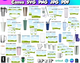 Skinny Tumbler Template 20 Oz Canva Drag and Drop 20OZ Tumbler Wraps Templates Custom Canva Frames Sublimation Tumbler Wrap Tumbler Wrap SVG