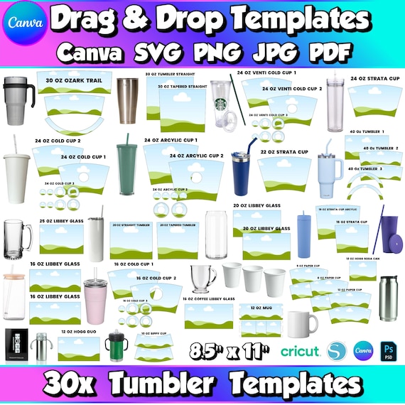 Skinny Tumbler Template 20 Oz Canva Drag and Drop 20OZ Tumbler Wraps Templates Custom Canva Frames Sublimation Tumbler Wrap Tumbler Wrap SVG