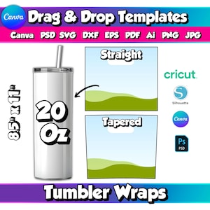 Skinny Tumbler Template 20 Oz Canva Drag and Drop 20OZ Tumbler Wraps Templates Custom Canva Frames Sublimation Tumbler Wrap Tumbler Wrap SVG