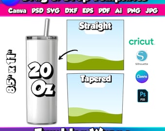 Skinny Tumbler Template 20 Oz Canva Drag and Drop 20OZ Tumbler Wraps Templates Custom Canva Frames Sublimation Tumbler Wrap Tumbler Wrap SVG