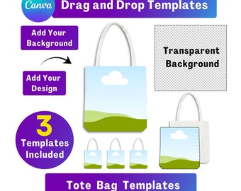 Canva Tote Bag Mockup Bundle: Drag & Drop Templates (Digital Download)