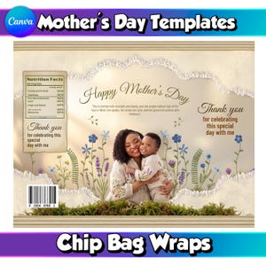 Mom Party Chip Bag Template Editable Canva DIY Mom Party Favor
